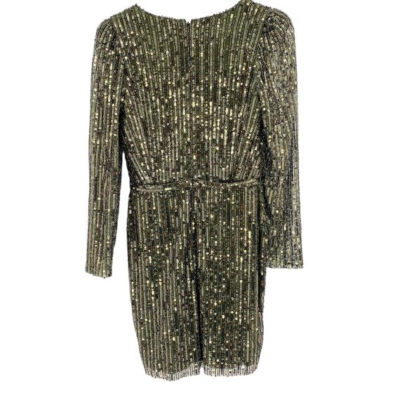MAC DUGGAL Dress Size 2 Evening Gown Sequin Olive Green NEW V Neck Mini - Picture 7 of 8